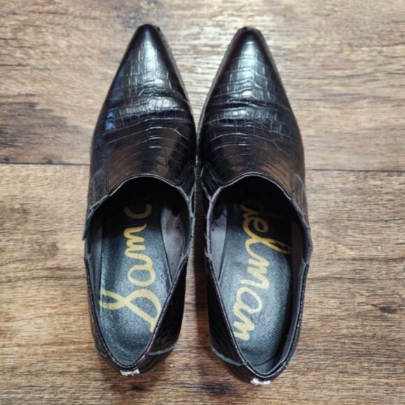 Sam Edelman Walton Croc Embossed Leather Ankle‎ Booties - Picture 4 of 16